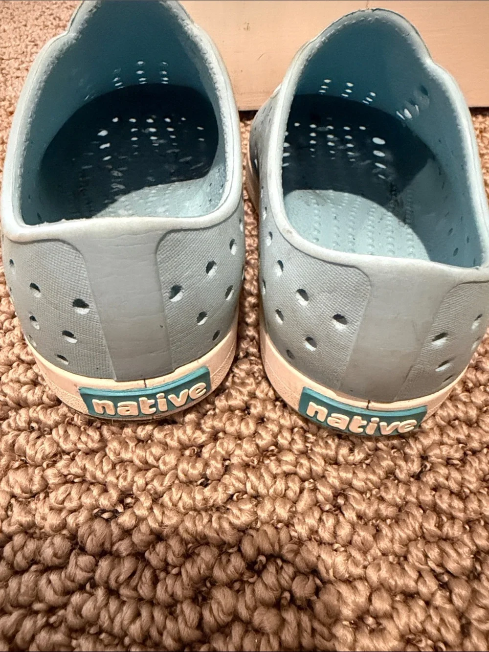 Native Kids Water Shoes in Baby Blue with White Toe